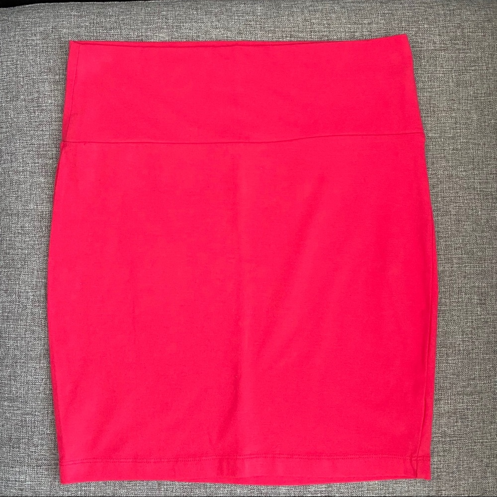 Hot Pink Wideband Waist Cotton Stretch Mini Skirt